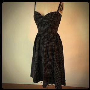 Stop Staring Black & Pink Pin Dot Swing Dress